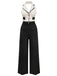 Black & White 1930s Contrast Notched Collar Jumpsuit