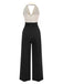 Black & White 1930s Contrast Notched Collar Jumpsuit