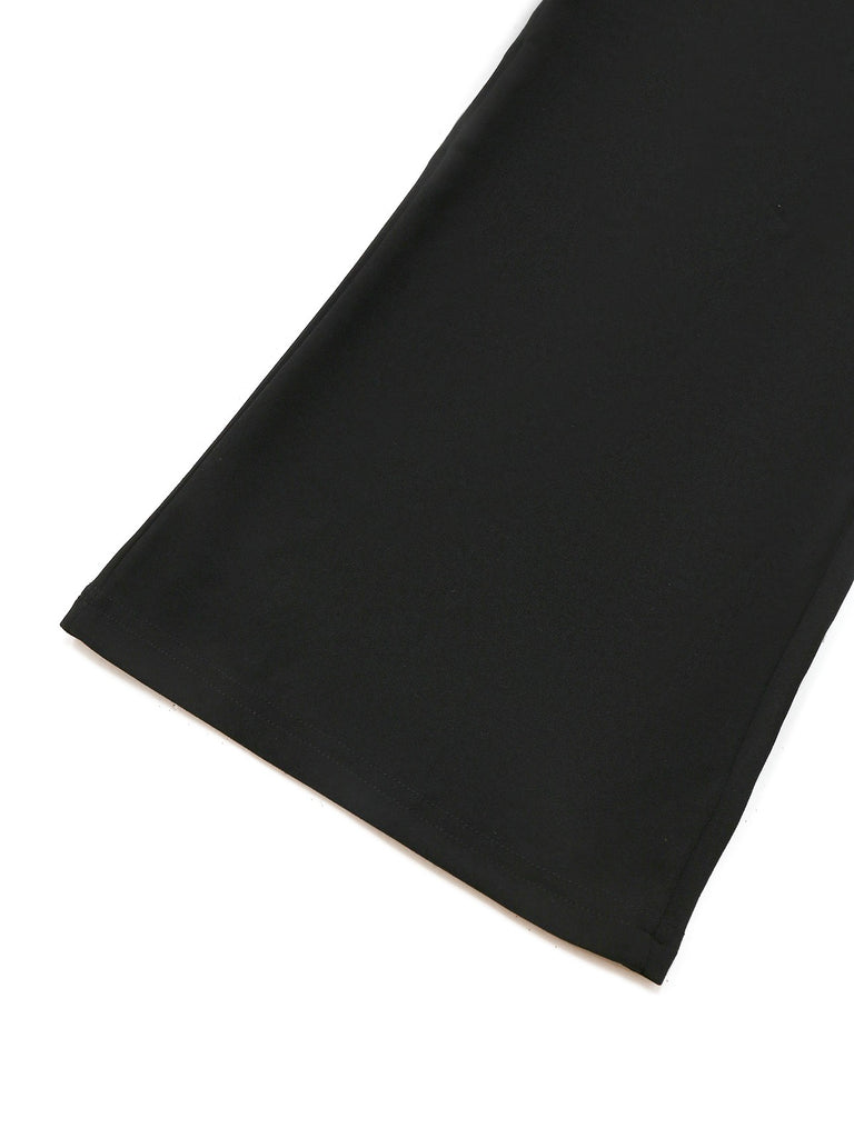 Black & White 1930s Contrast Notched Collar Jumpsuit