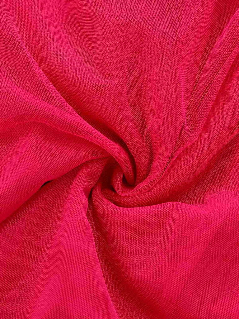 1950s Sweetheart Neck Ruched Mesh Dress