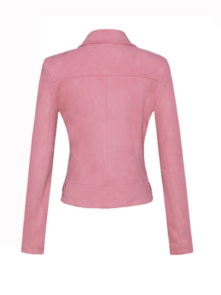 1980s Solid Lapel Suede Leather Jacket