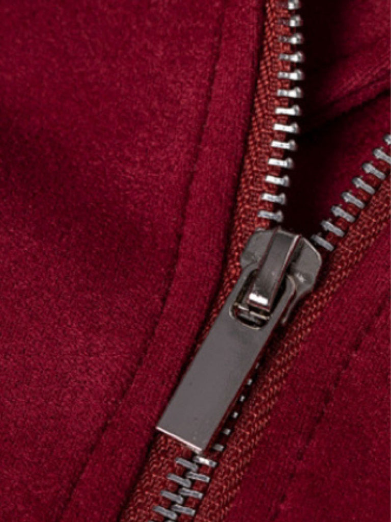 1980s Solid Lapel Suede Leather Jacket