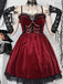 Burgundy 1950s Christmas Gothic Velvet Chain Rhinestone Dress