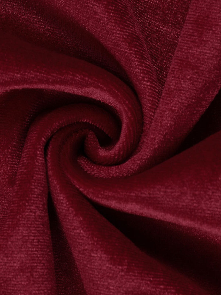 Burgundy 1950s Christmas Gothic Velvet Chain Rhinestone Dress