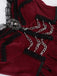 Burgundy 1950s Christmas Gothic Velvet Chain Rhinestone Dress