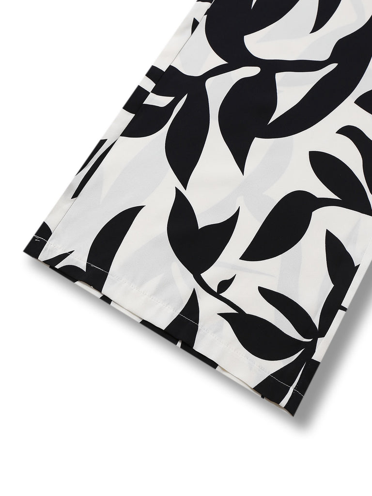 Black 1930s Leaf Silhouette Spaghetti Strap Jumpsuit