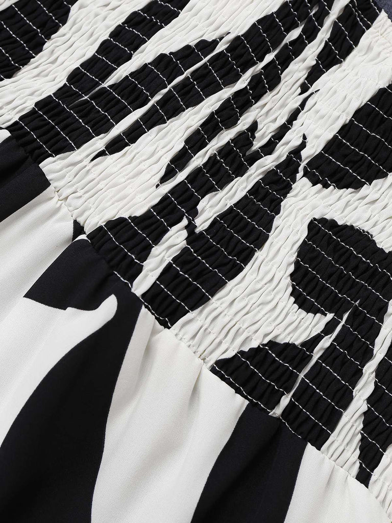 Black 1930s Leaf Silhouette Spaghetti Strap Jumpsuit