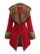1950s Faux Fur Collar Lapel Belt Coat
