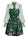 Green 1960s Halloween Gothic Eye Print Mesh Sleeve Dress