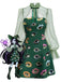 Green 1960s Halloween Gothic Eye Print Mesh Sleeve Dress