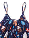 Blue 1930s Christmas Elements Printed Straps Jumpsuit