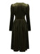Green 1940s Velvet Deep-V Puff Sleeve Ruched Dress
