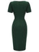 Dark Green 1940s Solid Wrap Dress