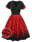 1950s Halloween Flounce Sleeve Swing Dress