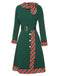 Green 1940s Stripe Patchwork Dress With Belt