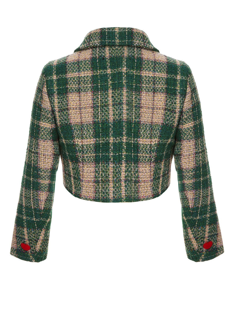 Green 1950s Lapel Scottish Plaid Jacket