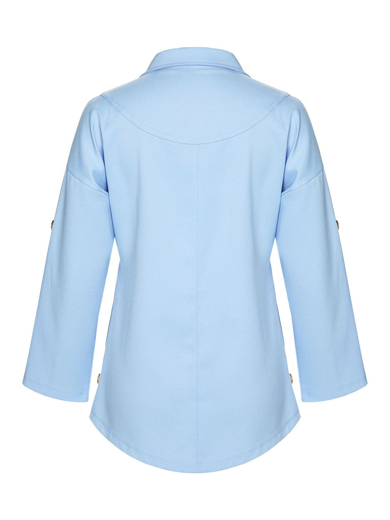 Light Blue 1950s Irregular Suit Collar Jacket