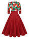 Green 1950s Christmas Plaid Patchwork Dress