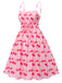 Pink 1950s Cherry Spaghetti Strap Dress
