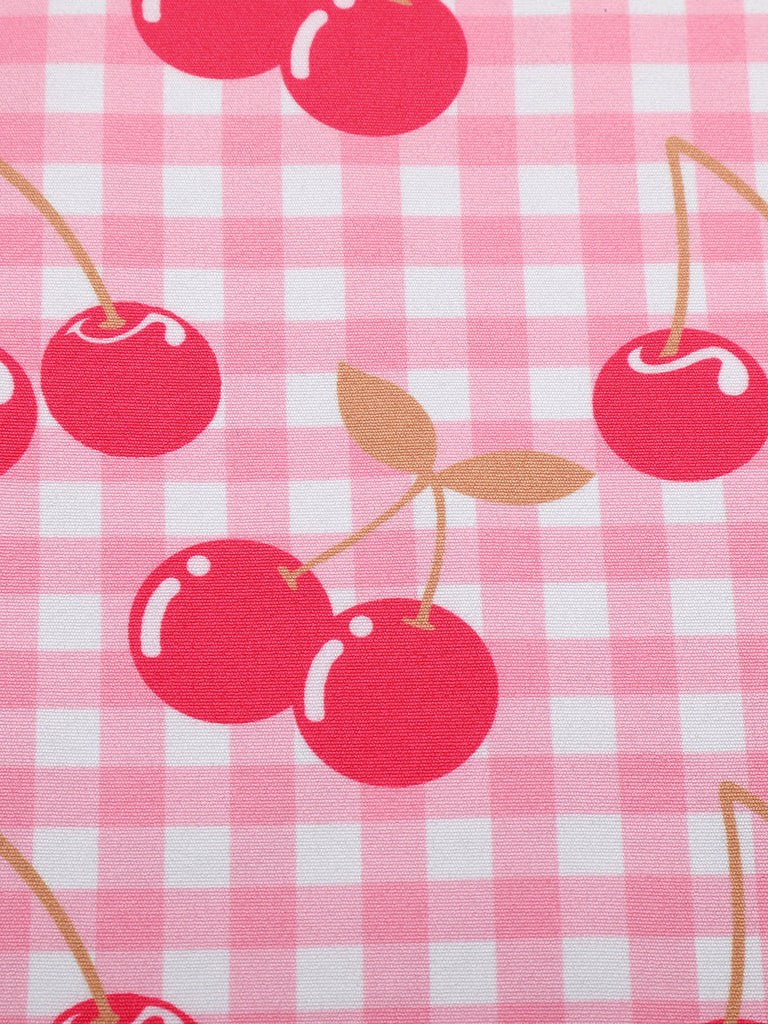 Pink 1950s Cherry Spaghetti Strap Dress