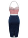 1960s Halter Stripes Bow Belted Dress
