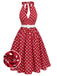 Red 1950s Polka Dot Halter Dress