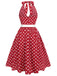 Red 1950s Polka Dot Halter Dress