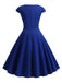 1950s Solid Heart Neck Short Sleeve Dress