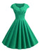 1950s Solid Heart Neck Short Sleeve Dress