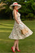 White 1950s Cherry Bow Sweetheart Neck Dress