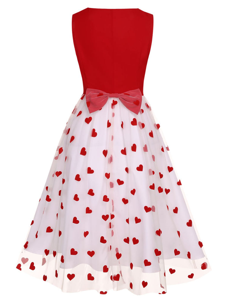 Red 1950s Heart Bow Sleeveless Dress