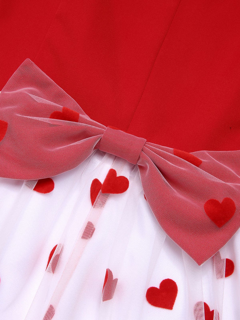Red 1950s Heart Bow Sleeveless Dress