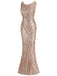 Rose Gold 1920s Geometric Sequined Fishtail Dress