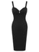 Black 1960s Solid Pearl Buttons Suspender Dress