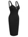 Black 1960s Solid Pearl Buttons Suspender Dress