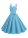 1950s Spaghetti Strap Bow Decor Solid Dress