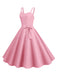 1950s Spaghetti Strap Bow Decor Solid Dress