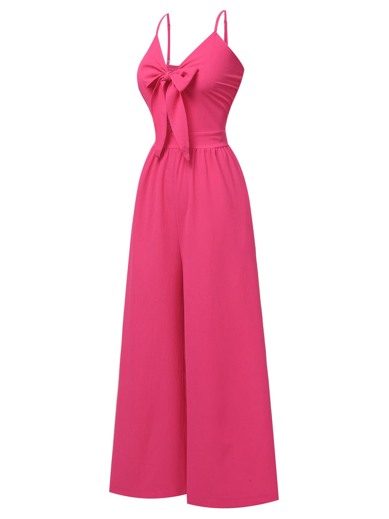1950s Chest Bow Spaghetti Strap Jumpsuit