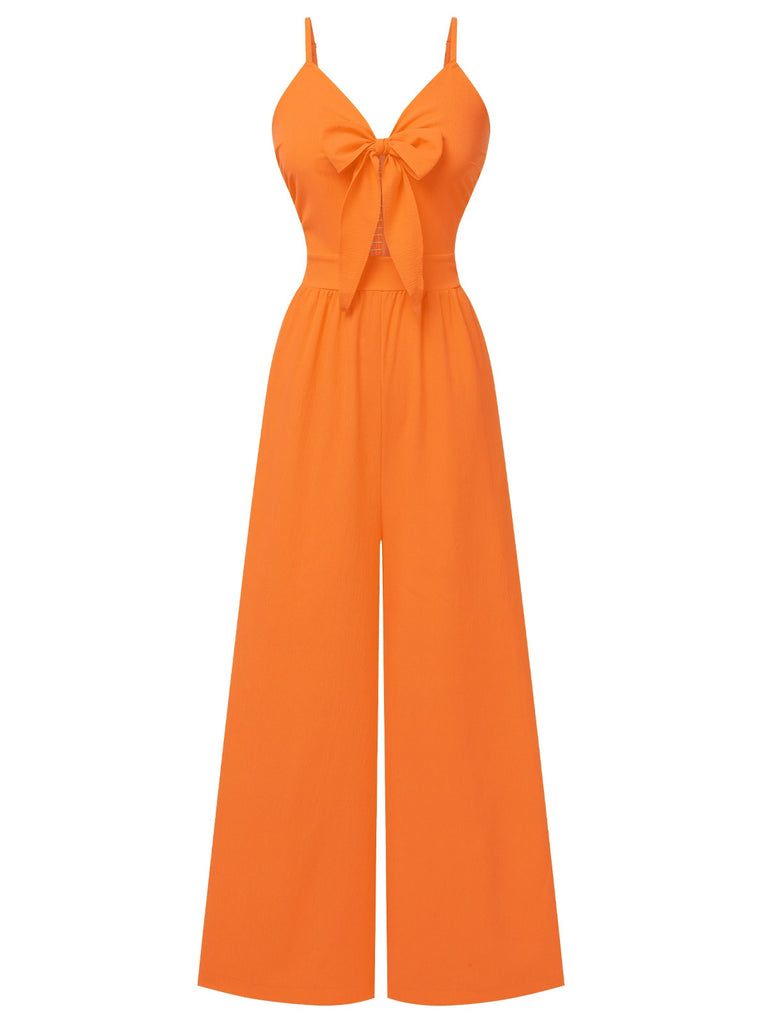 1950s Chest Bow Spaghetti Strap Jumpsuit