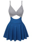 Multicolor 1930s Stripe Skirted One-piece Swimsuit