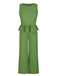 2PCS Green 1960s Ruffled Hem Top & Cropped Pants
