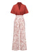 2PCS 1930s Solid Dolman Blouse & Floral Pants