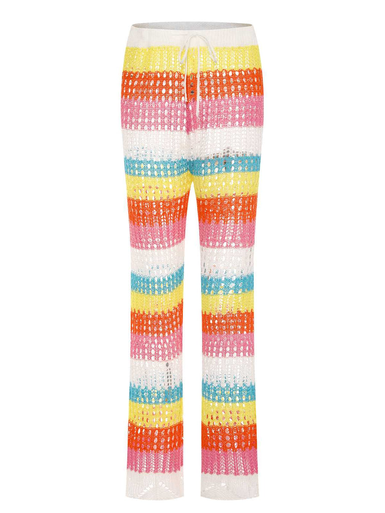 Rainbow 1950s Hollow Knitted Beach Pants