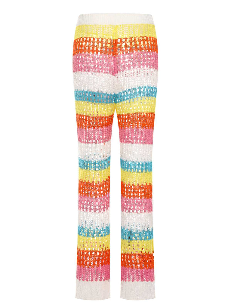 Rainbow 1950s Hollow Knitted Beach Pants