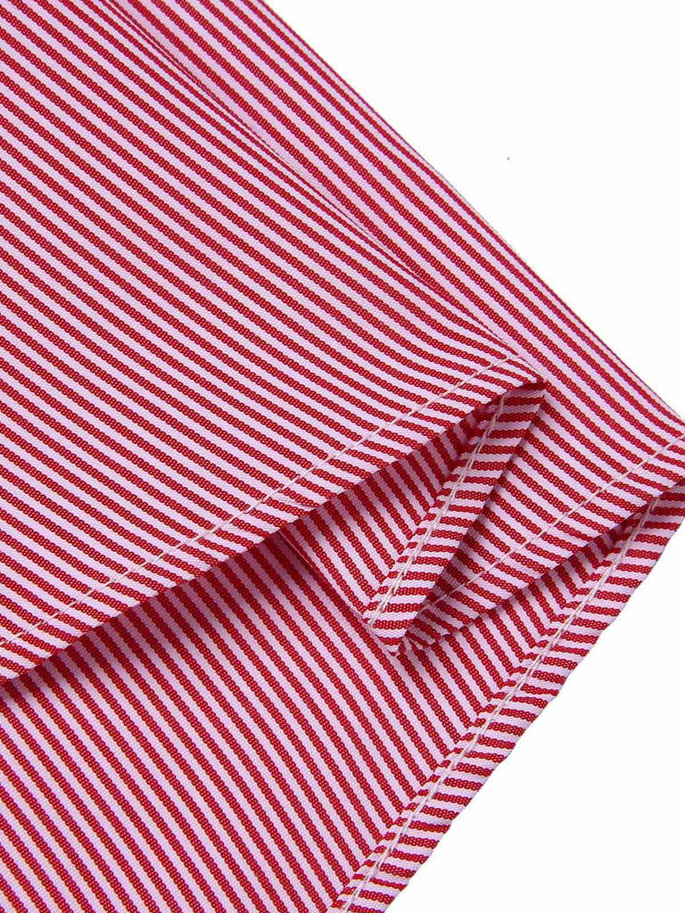 Pink 1950s Pinstripes Tie Collar Dress