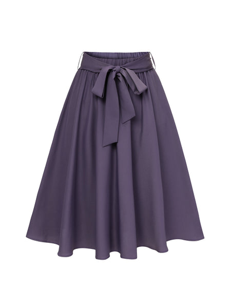 Purple 1940s Solid Skirt with Belt | Retro Stage