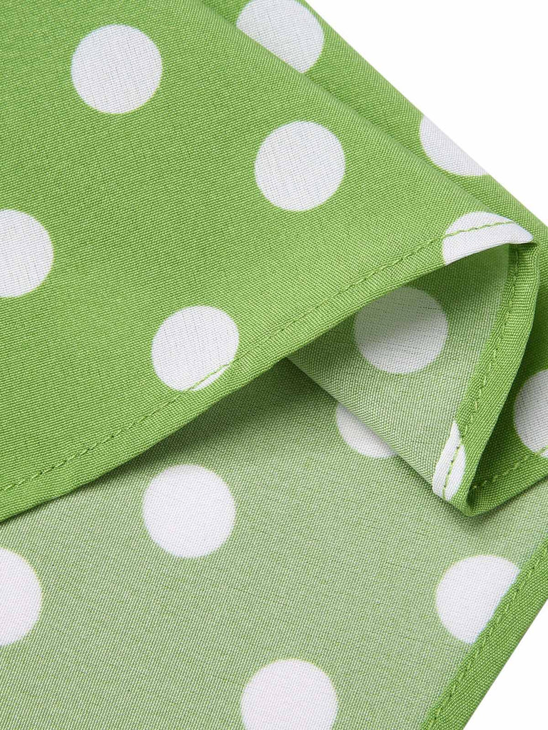 Green 1950s Polka Dot Lace Binding Dress