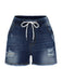 Blue 1930s Ripped Denim Shorts