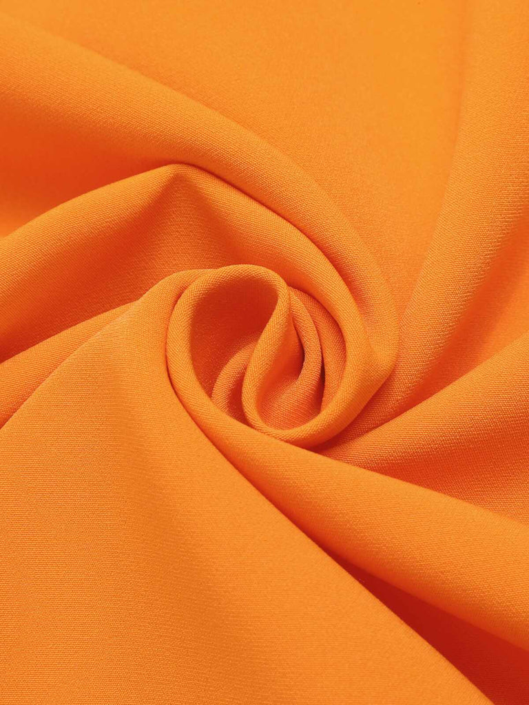 [Pre-Sale] [Plus Size] Orange 1960s Bow Patchwork Sleeveless Dress