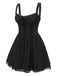 Black Solid Sleeveless Lace Mini Dress